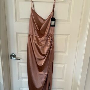 Forever 21 Asymmetrical Satin Dress in Rose